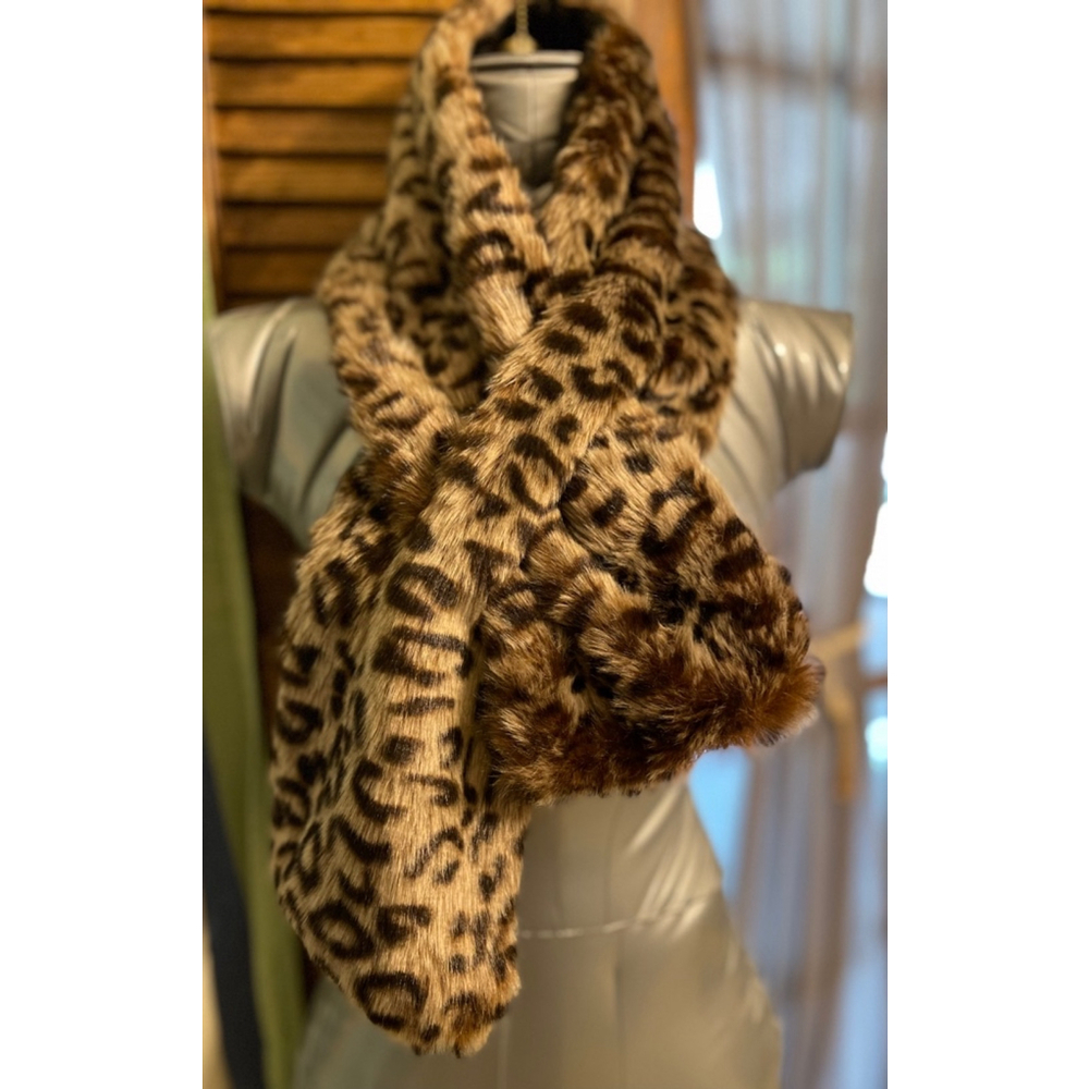 Women's Sole Society Brown Leopard Print Scarf OS